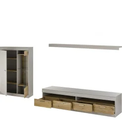 Set Wohnzimmermöbel in Hellgrau & Zinneiche - Lioscas (dreiteilig)