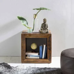 Shabby Chic Ablagetisch Dencig in Würfelform halboffen