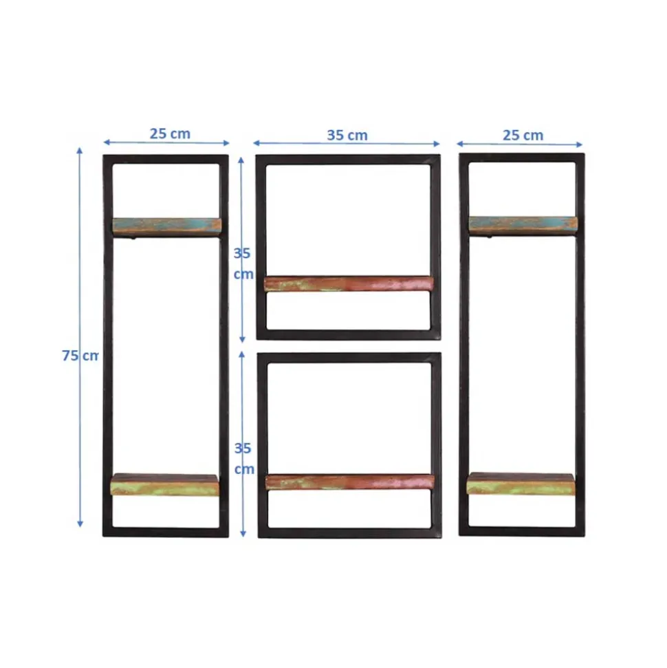 Shabby Chic Hängeregale Set - Jamaica (vierteilig)