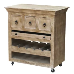 Shabby Chic Küchenwagen aus Holz Grey Wash - Abid