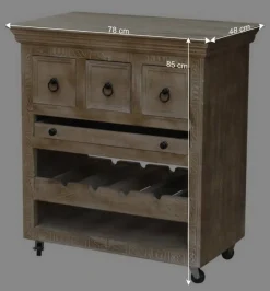 Shabby Chic Küchenwagen aus Holz Grey Wash - Abid