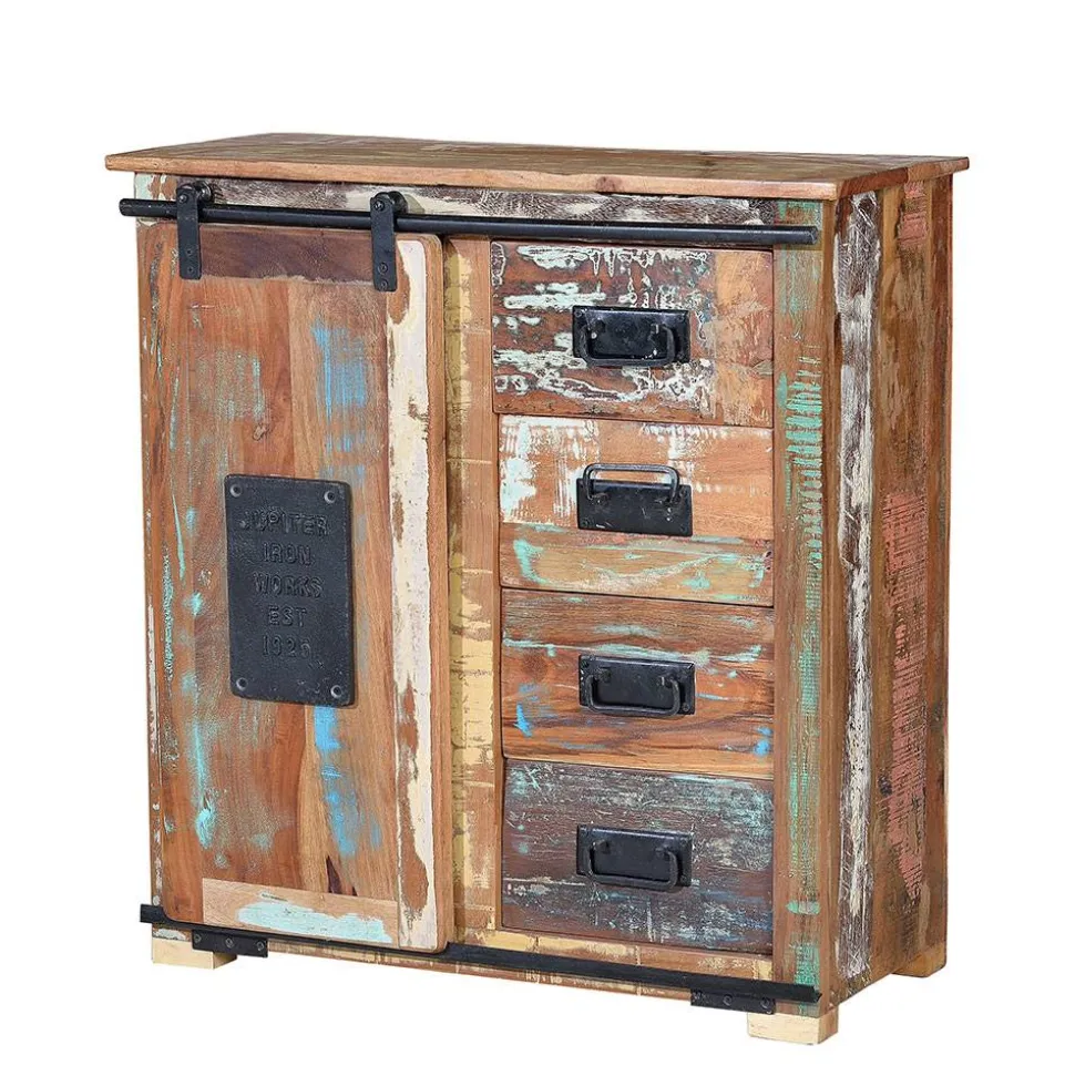 Shabby Chic Kommode aus Altholz mit Lackresten - Jevilia