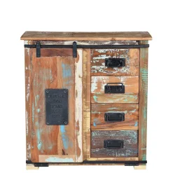 Shabby Chic Kommode aus Altholz mit Lackresten - Jevilia