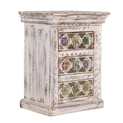 Shabby Chic Nachtkommode in Antikweiß - Mirell