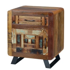 Shabby Chic Nachtkommode aus Recyclingholz - Tunar