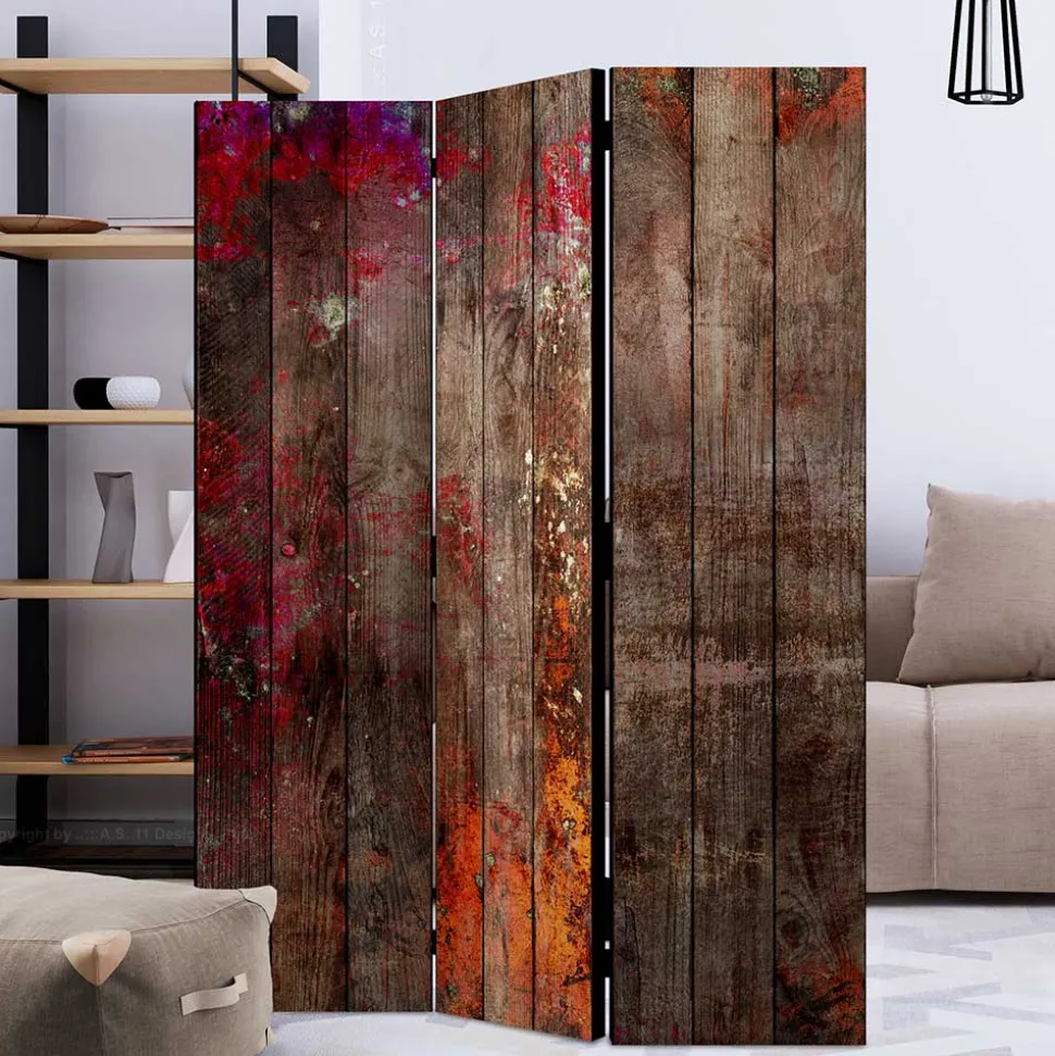 Shabby Chic Paravent in Bretterwand Optik - Nico