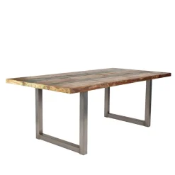 Shabby Chic Recyclingholz Tisch Formosia mit Stahl Bügelgestell