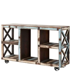 Shabby Chic Regal auf Industry Style Metall Rädern - Folivia