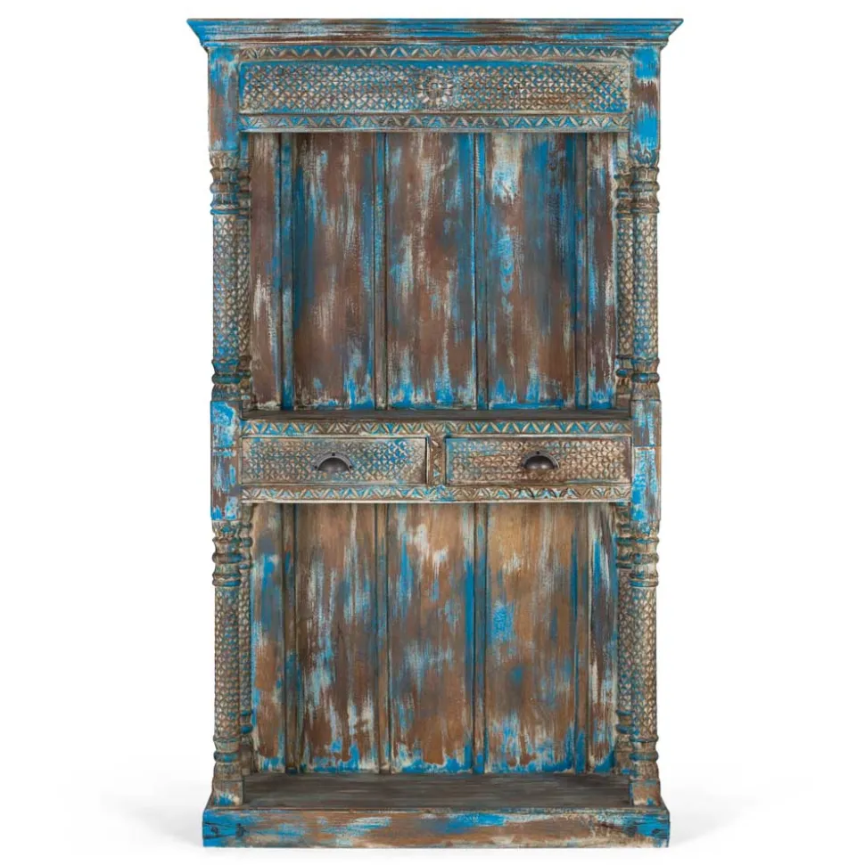 Shabby Chic Regal in unregelmäßgem Blau lackiert - Emrene