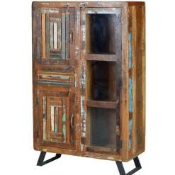 Shabby Chic Vitrinenschrank aus Recyclingholz - Tunar