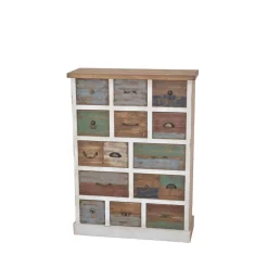 Shabby Design Kommode Leona in Weiß Bunt