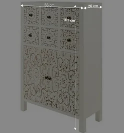 Shabby Highboard mit Ornament Muster Front - Acacio