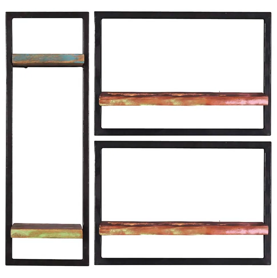 Shabby Hängeregal Set in Bunt & Schwarz - Jamaica (dreiteilig)