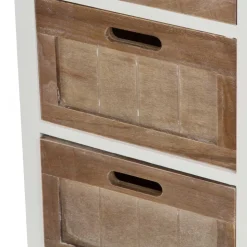 Shabby Nachtkommode Benet in Weiß Holz