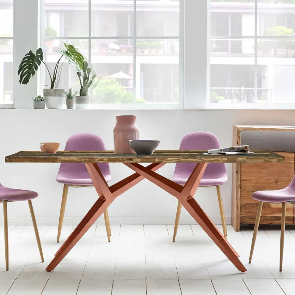 Shabby Tisch aus buntem Recyclingholz - Konrad