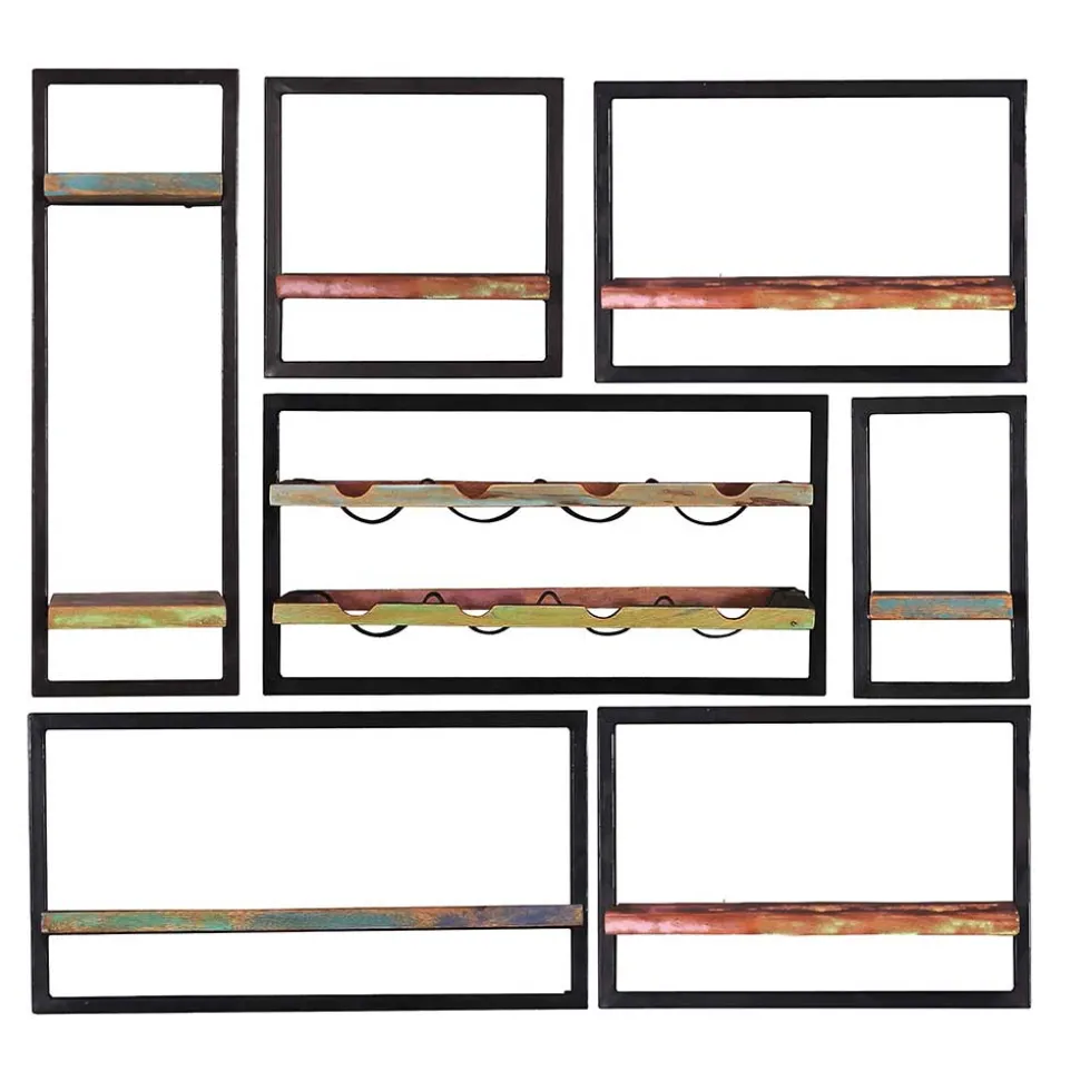 Shabby Wandregale mit Flaschenablage - Jamaica (siebenteilig)