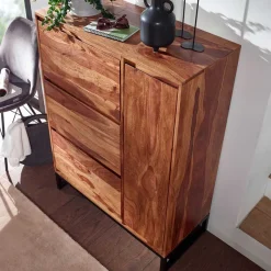 Sheesham Schuhschrank mit Bügelgestell - Elmin
