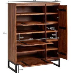 Sheesham Schuhschrank mit Bügelgestell - Elmin
