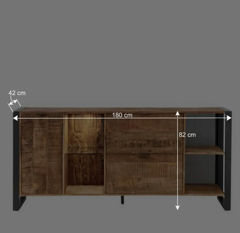 Sideboard aus Recyclingholz Mango & Metall - Acira
