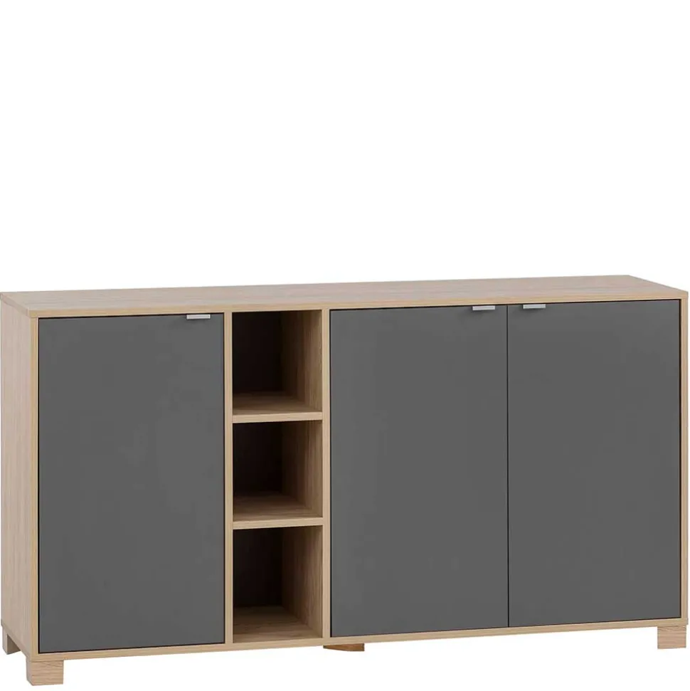 Sideboard in Eiche Hell NB & Dunkelgrau - Dranico