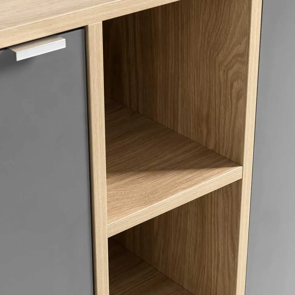 Sideboard in Eiche Hell NB & Dunkelgrau - Dranico