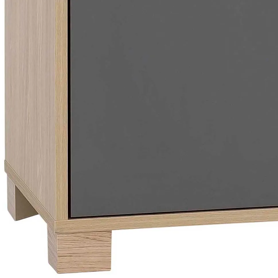 Sideboard in Eiche Hell NB & Dunkelgrau - Dranico