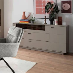 Sideboard in Grau mit Wildeiche - Teorina