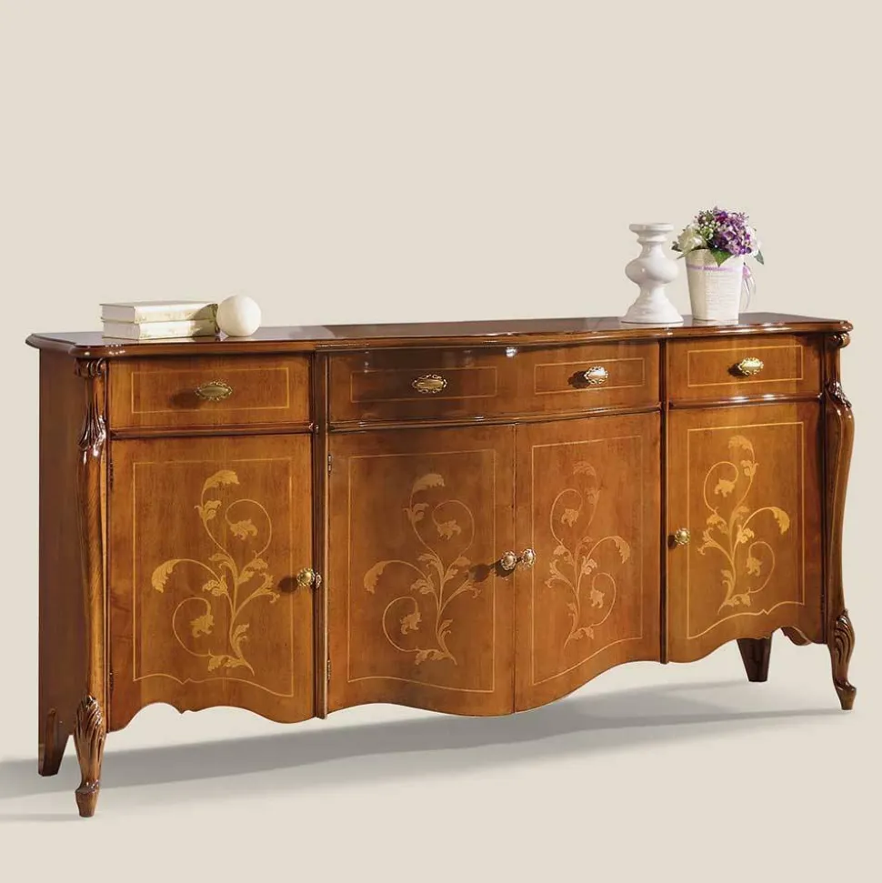 Sideboard in Nussbaum mit Ranken Dekor - Carlenna