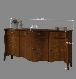 Sideboard in Nussbaum mit Ranken Dekor - Carlenna