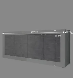 Sideboard mit 4 Türen in Beton Optik - Narandu