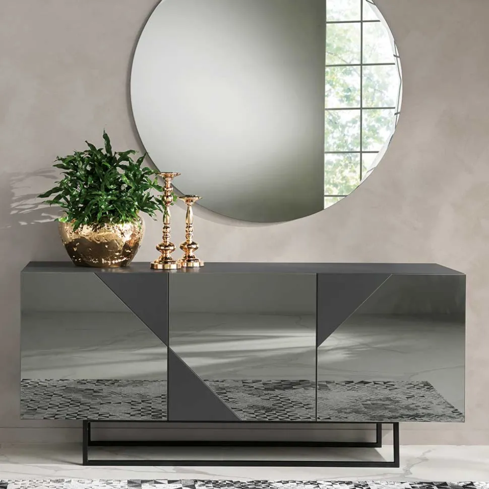 Sideboard mit rauchgrauem Spiegelglas - Razepta