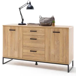 Sideboard mit schwarzem Bügelgestell offen - Truvisas