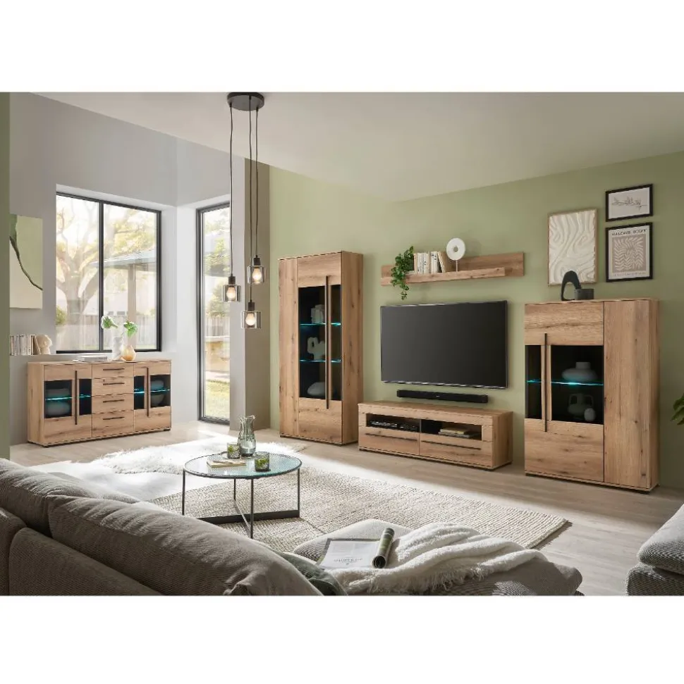 Sideboard Vitrine in Eiche Dekor - Brocus