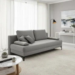 Silbergraue Klappcouch mit Federkern - Tephania