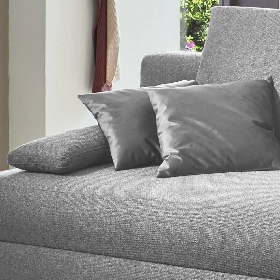 Silbergraue Klappcouch mit Federkern - Tephania