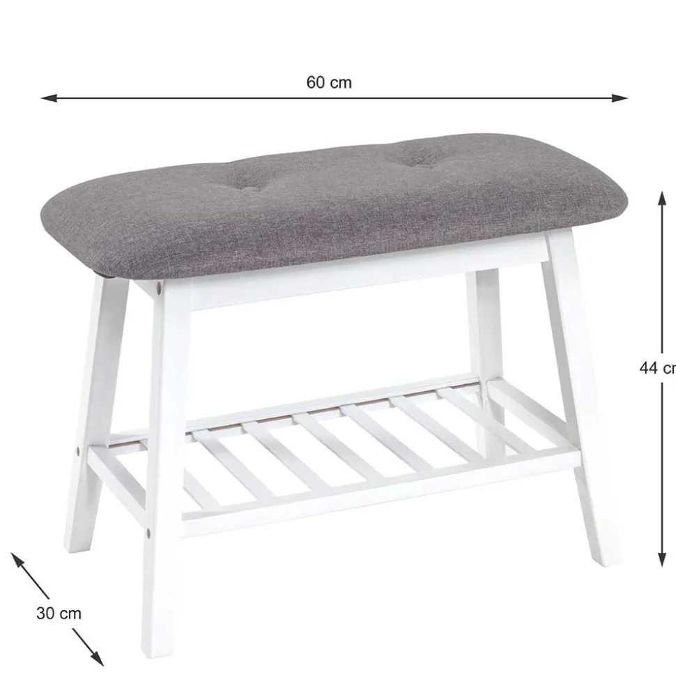 Sitzbank aus Bambus in Weiß mit Polster - Bilbaos