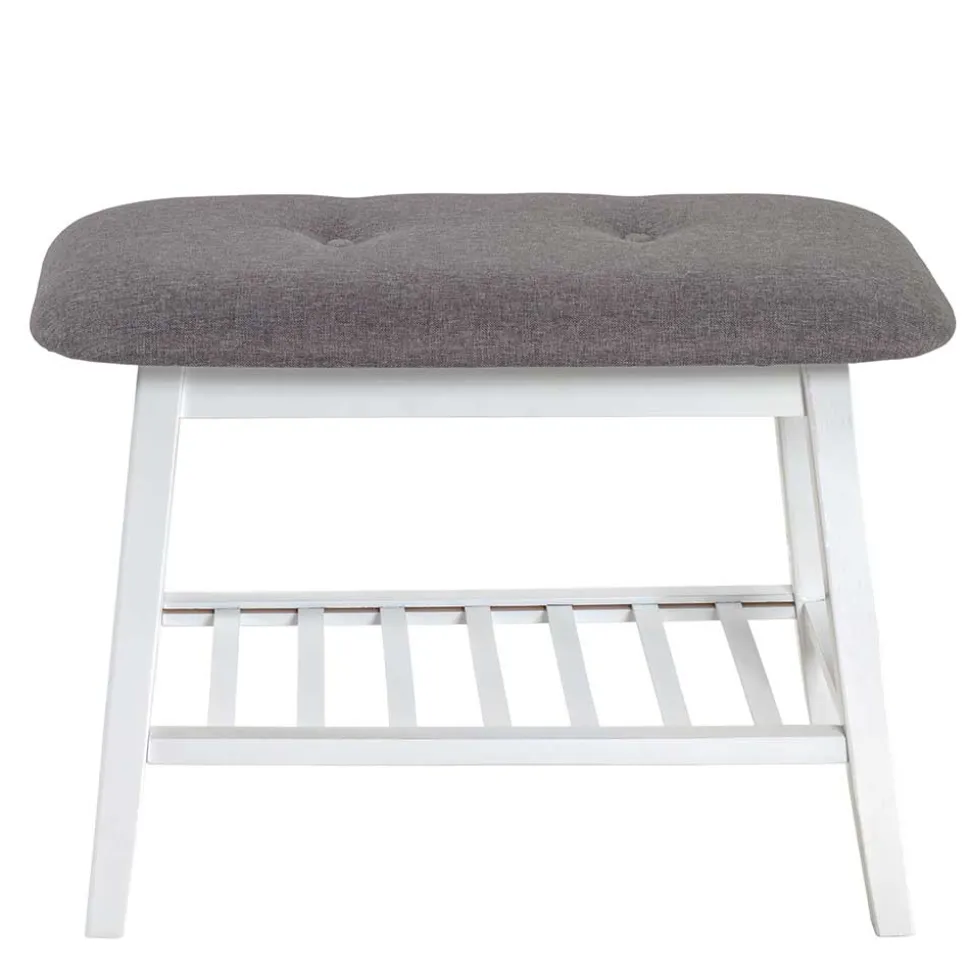 Sitzbank aus Bambus in Weiß mit Polster - Bilbaos