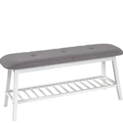 Sitzbank aus Bambus in Weiß mit Polster - Bilbaos