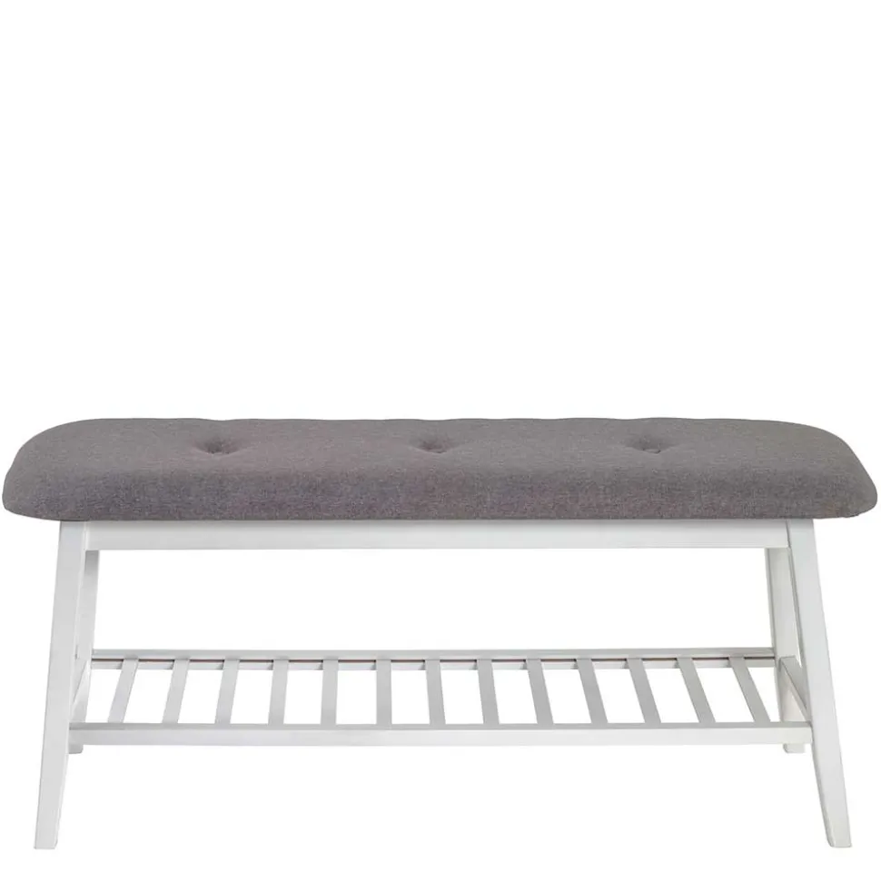 Sitzbank aus Bambus in Weiß mit Polster - Bilbaos
