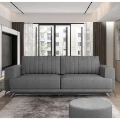 2-Sitzer Bettcouch in Grau Stoffbezug - Vlatu