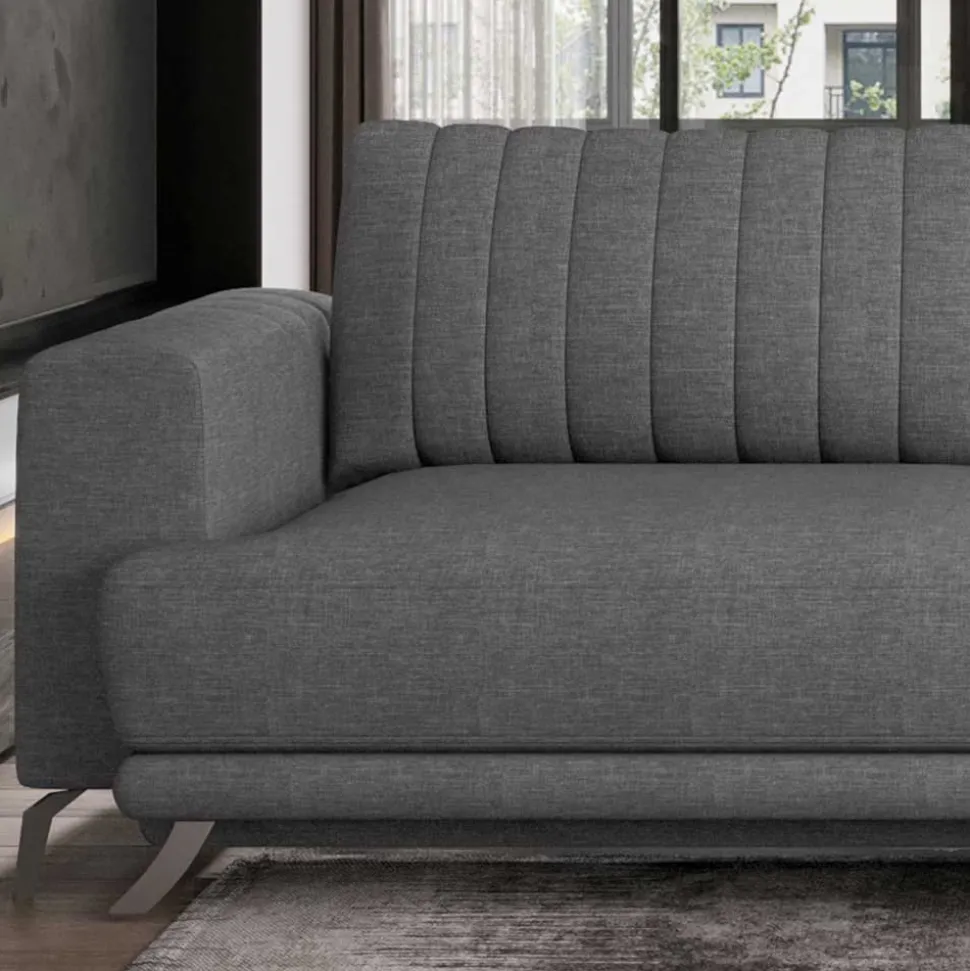2-Sitzer Bettcouch in Grau Stoffbezug - Vlatu