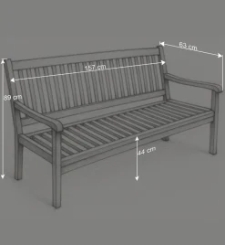 3-Sitzer Gartenbank Leggera aus Akazie massiv