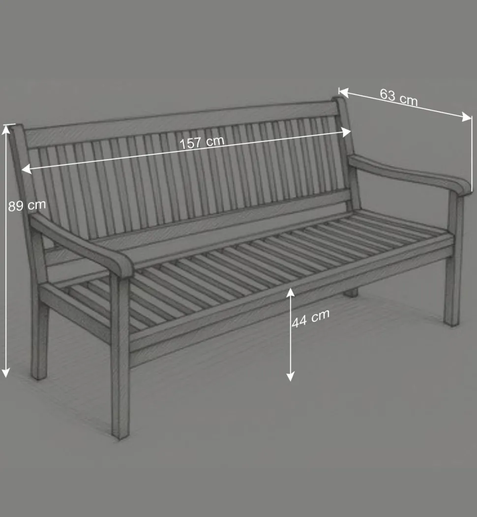 3-Sitzer Gartenbank Leggera aus Akazie massiv