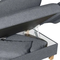 3-Sitzer Recamiere in Jeansblau mit Buche - Foresta