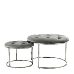 Sitzhocker Duo in Grau mit Silber - Vainy (zweiteilig)