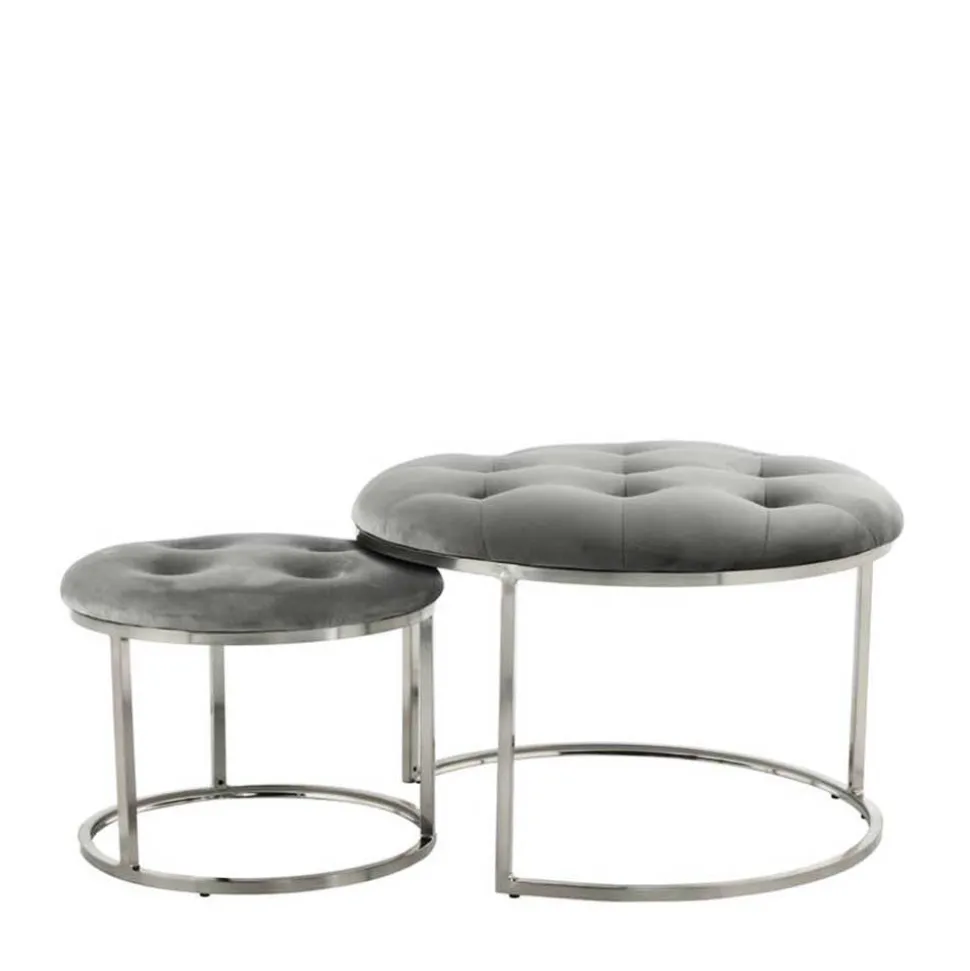 Sitzhocker Duo in Grau mit Silber - Vainy (zweiteilig)