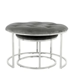 Sitzhocker Duo in Grau mit Silber - Vainy (zweiteilig)