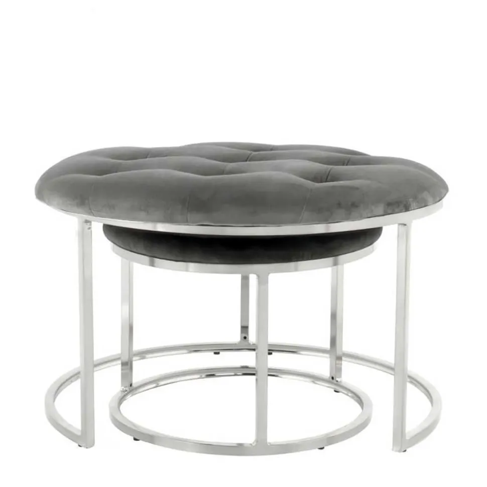 Sitzhocker Duo in Grau mit Silber - Vainy (zweiteilig)