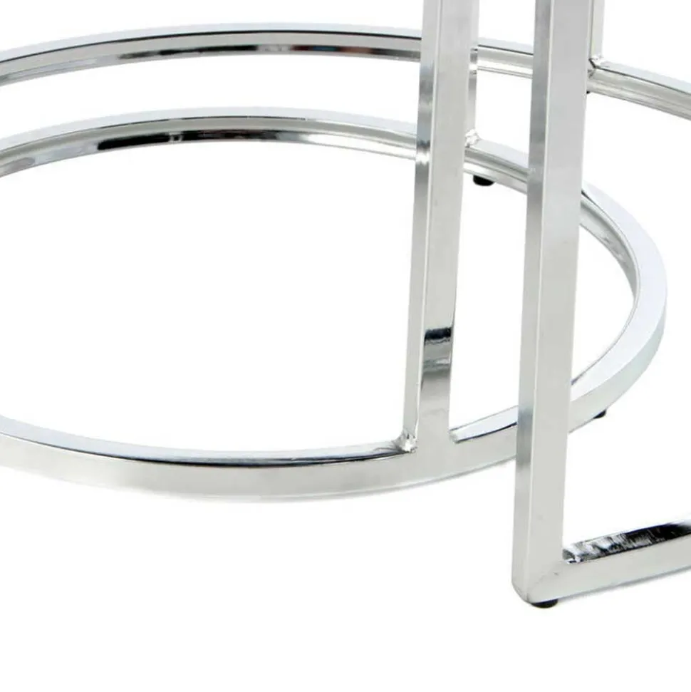 Sitzhocker Duo in Grau mit Silber - Vainy (zweiteilig)