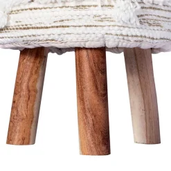 Sitzhocker in Creme mit Khaki - Clarina